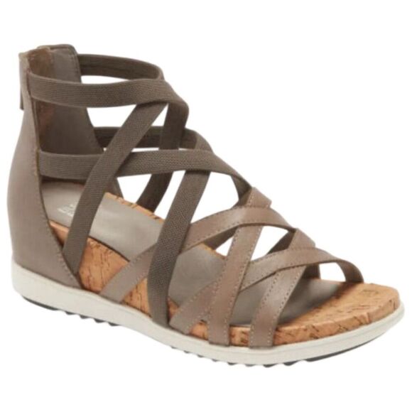Eileen Fisher Verge Women’s Sandal size 8.5 Gray Leather Gladiator Shoes - Picture 1 of 10